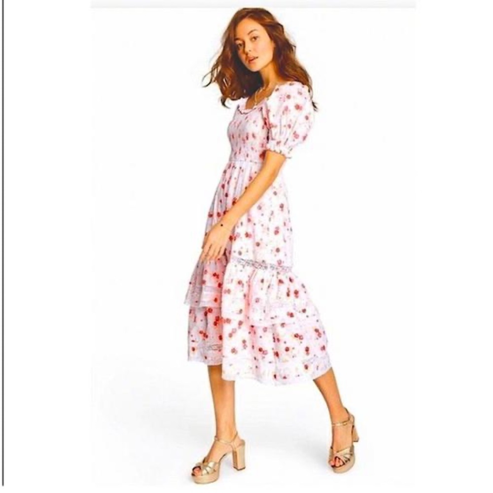 NEW LoveShackFancy x Target Cosette Smocked Puff Sleeve Floral Tiered Dress